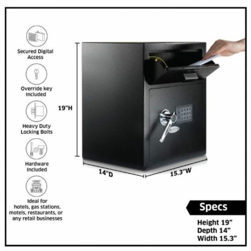 1.1 Cu. Ft. Steel Digital Depository Safe W/digital Keypad Black