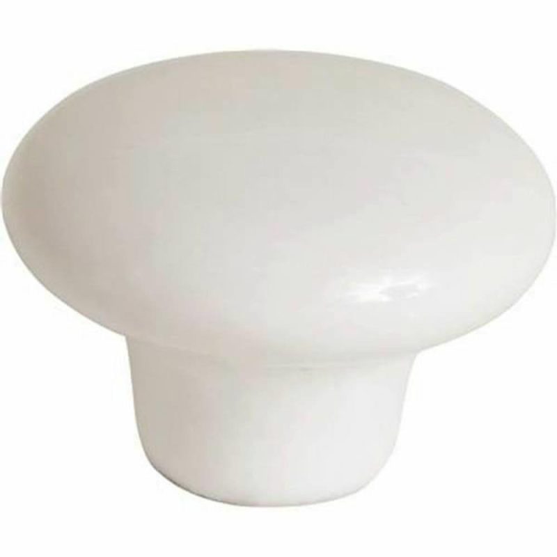 1-1/2 In White Ceramic Cabinet Knob Package Of 5