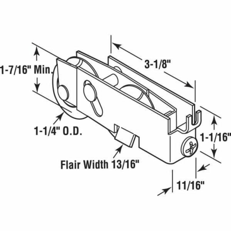 1-1/4in, Stl Ball Bearing, C-Tab, Sliding Dr Tandem Roller , Pacific