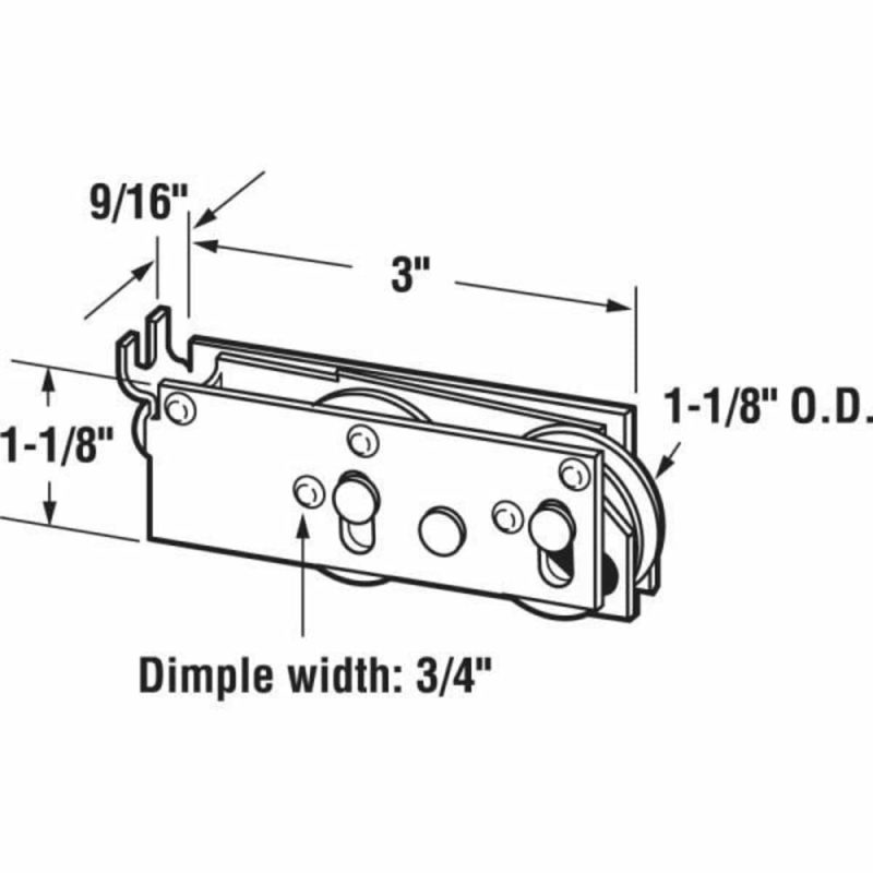 1-1/8in Stl Ball Bearing Sliding Dr Tandem Roller