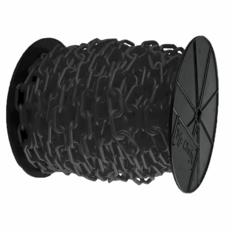 1.5 Inch X 200 Feet Black Plastic Barrier Chain On A Reel