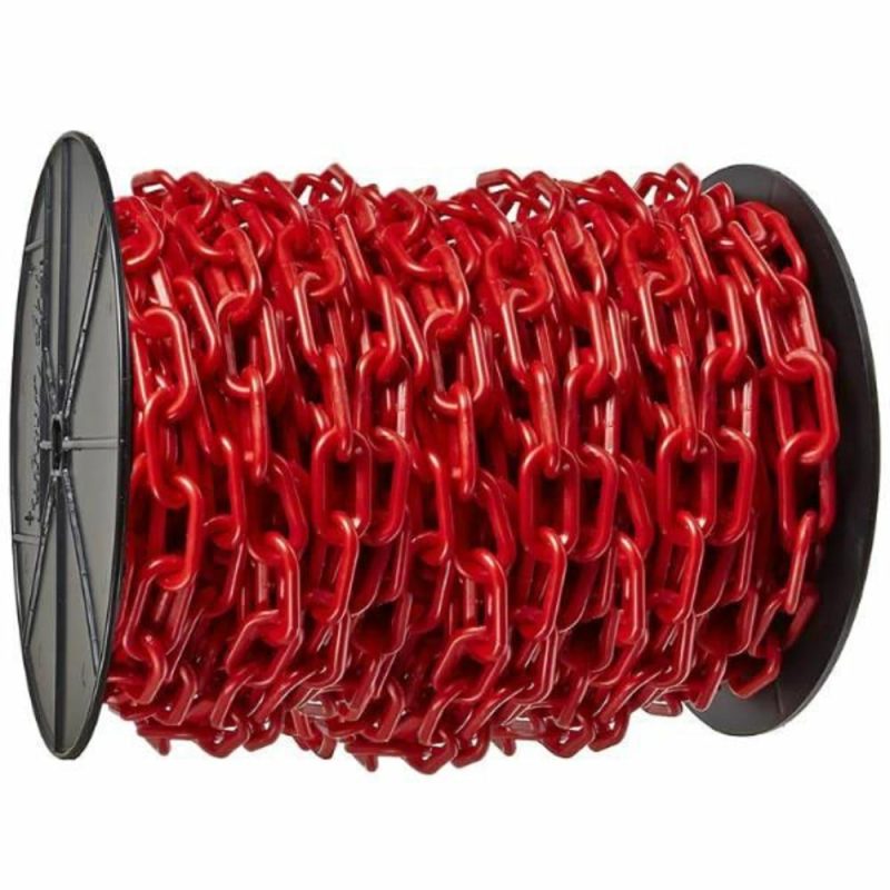 1.5 Inch X 200 Feet Red Plastic Barrier Chain On A Reel