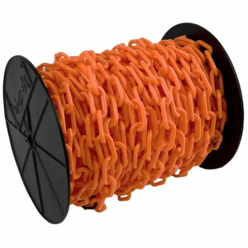 1.5 Inch X 200 Feet Safety Orange Plastic Barrier Chain On A Reel