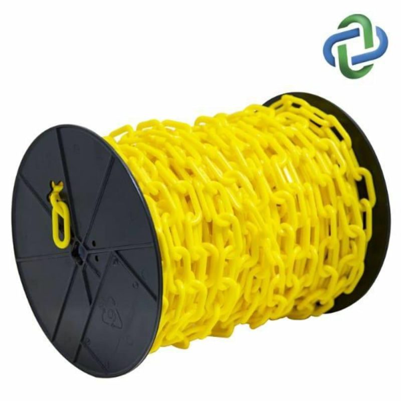 1.5 Inch X 200 Feet Yellow Plastic Barrier Chain On A Reel