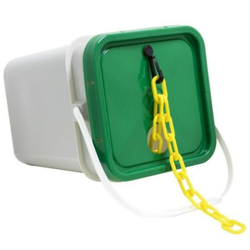 1.5 Inch X 300 Feet Yellow Plastic Barrier Chain In A Pail