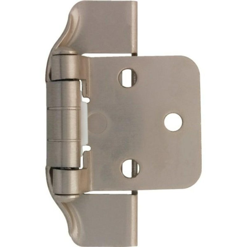 1/2 Semi-Wrap Overlay Hinge Satin Nickel, Package Of 2