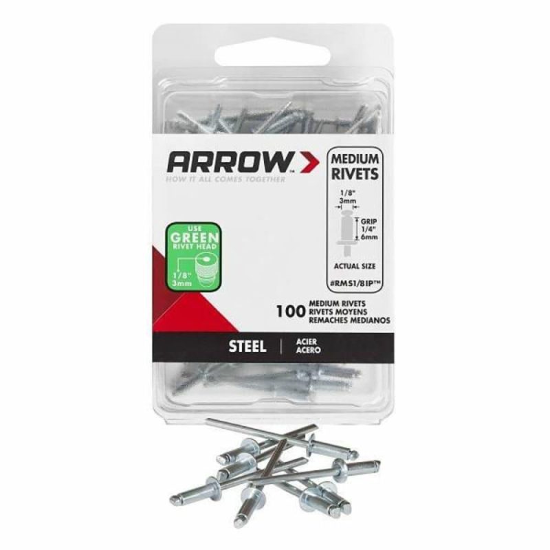 1/8″ Medium Steel Rivet, Package Of 100