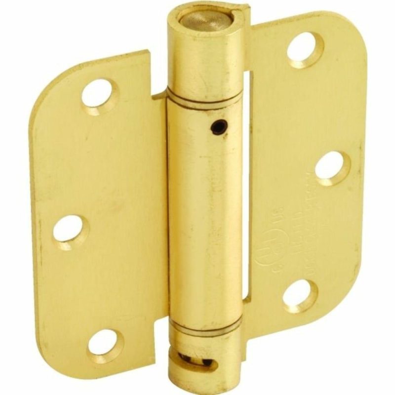 3-1/2″ Residential Adjustable Spring Door Hinge Satin Brass Package Of 2