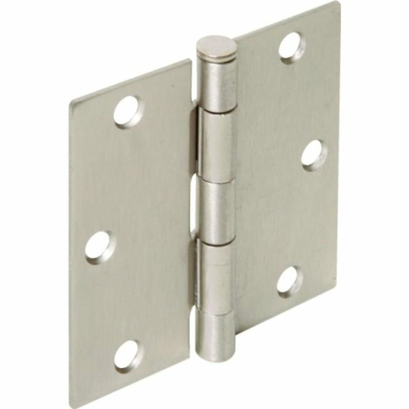 3-1/2″ Residential Plain Bearing Door Hinge Satin Nickel Square Corner Pack Of 2