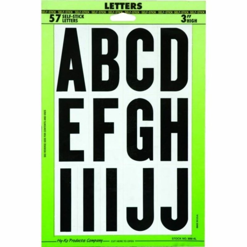 3″ Black On White Vinyl Letters, Self-Adhesive, 57 Pieces