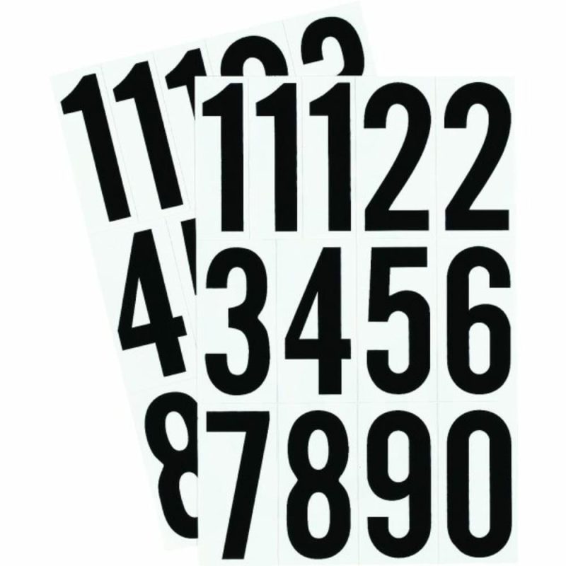 3″ Black On White Vinyl Numbers,  Self-Adhesive, 26 Pieces