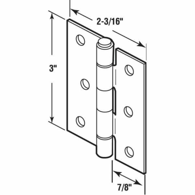 3 Inalum Screen Door Hingew/brass Oilite Bearings, Package Of 2