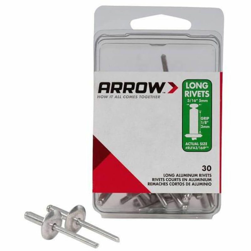 3/16″ Long Aluminum Rivet, Large Flange, Package Of 30