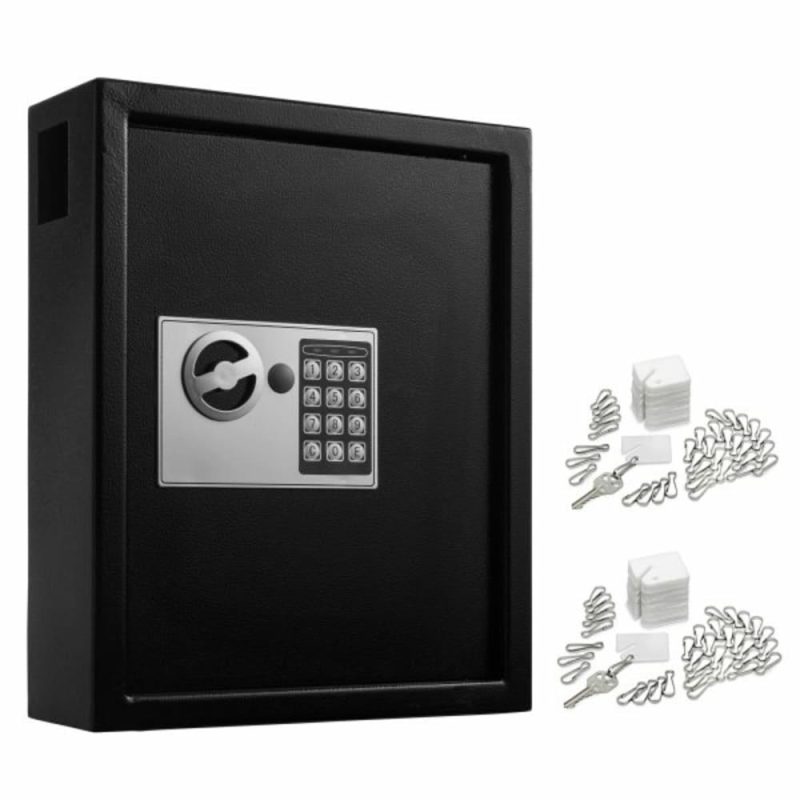 40-Key Steel Digital Lock Key Cabinet Black W/100 Key Tags