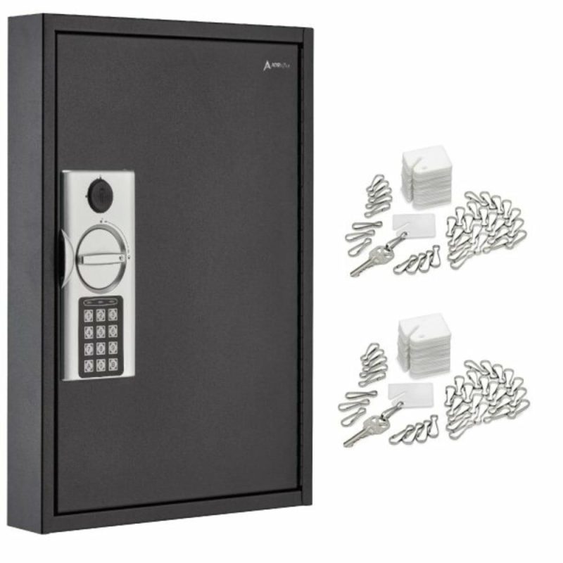 60-Key Steel Hd Digital Lock Key Cabinet Black W/100 Key Tags