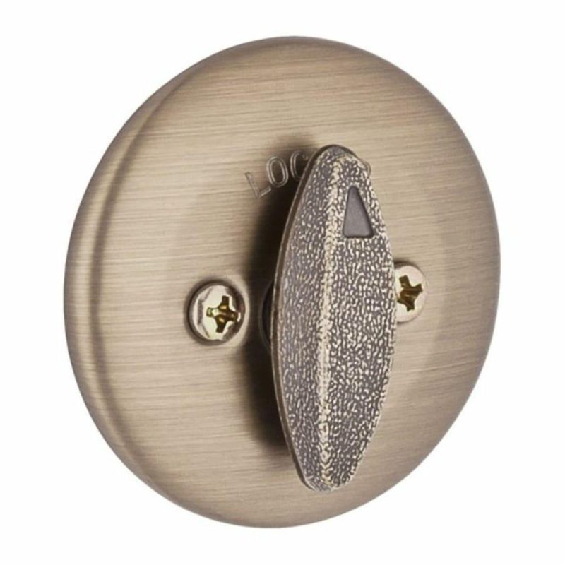 667 Deadbolt With Thumbturn And Exterior Plate, 2.375/2.75″ Backset, Metal, Antique Brass