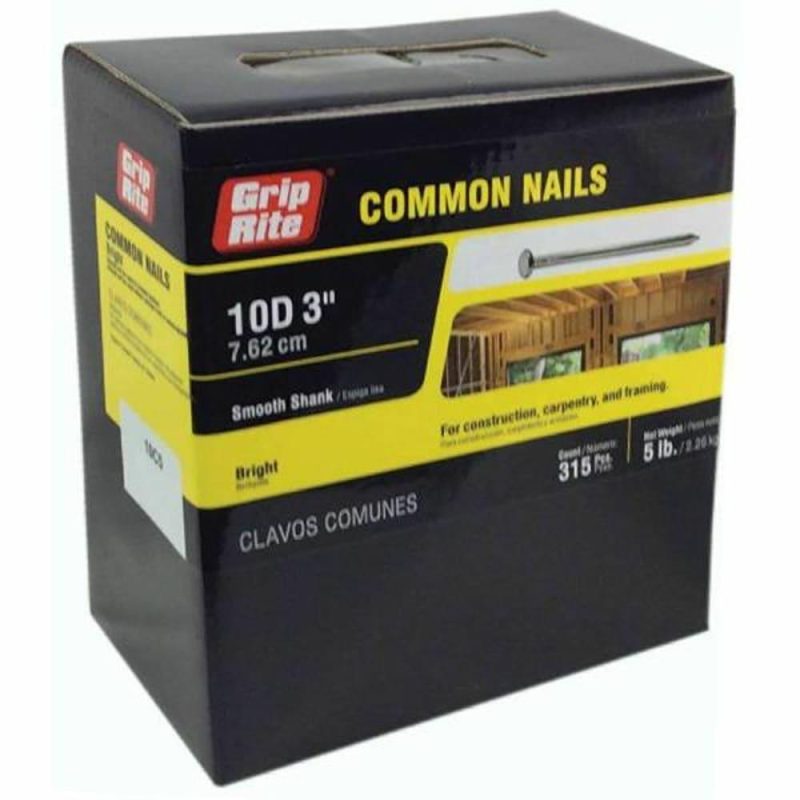 #9 X 3 In. 10-Penny Bright Steel Smooth Shank Common Nails