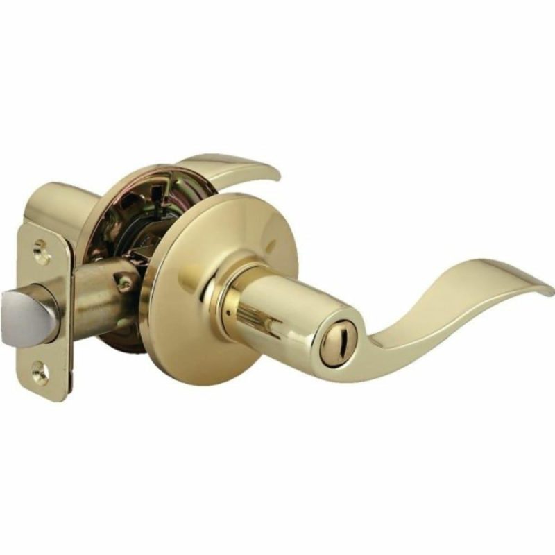 913834 Wave Privacy Lever, 2.375/2.75″ Backset, Grade 3, Brass