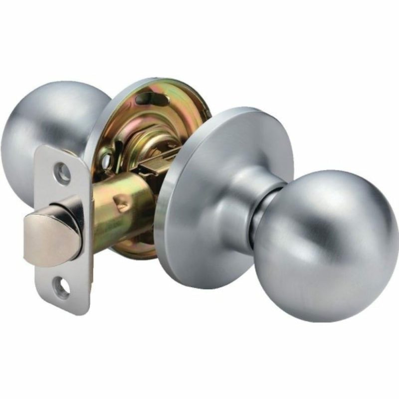 913870 Round Passage Knob, 2.375/2.75″ Backset, Grade 3, Satin Chrome