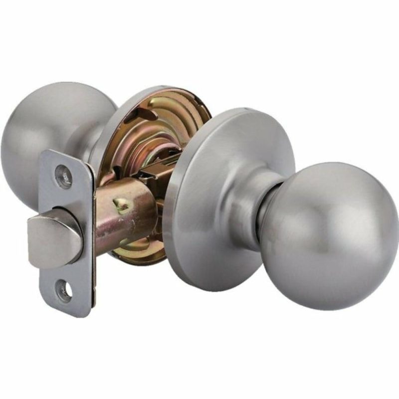 913880 Round Passage Knob, 2.375/2.75″ Backset, Grade 3, Satin Nickel