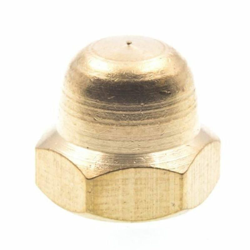 Acorn Cap Nuts, #10-24, Brass, Package Of 10