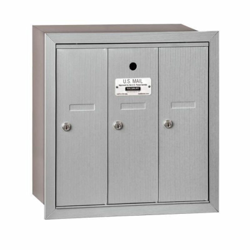 Aluminum-Vertical Mailbox- Recessed Mounted -3 Doors