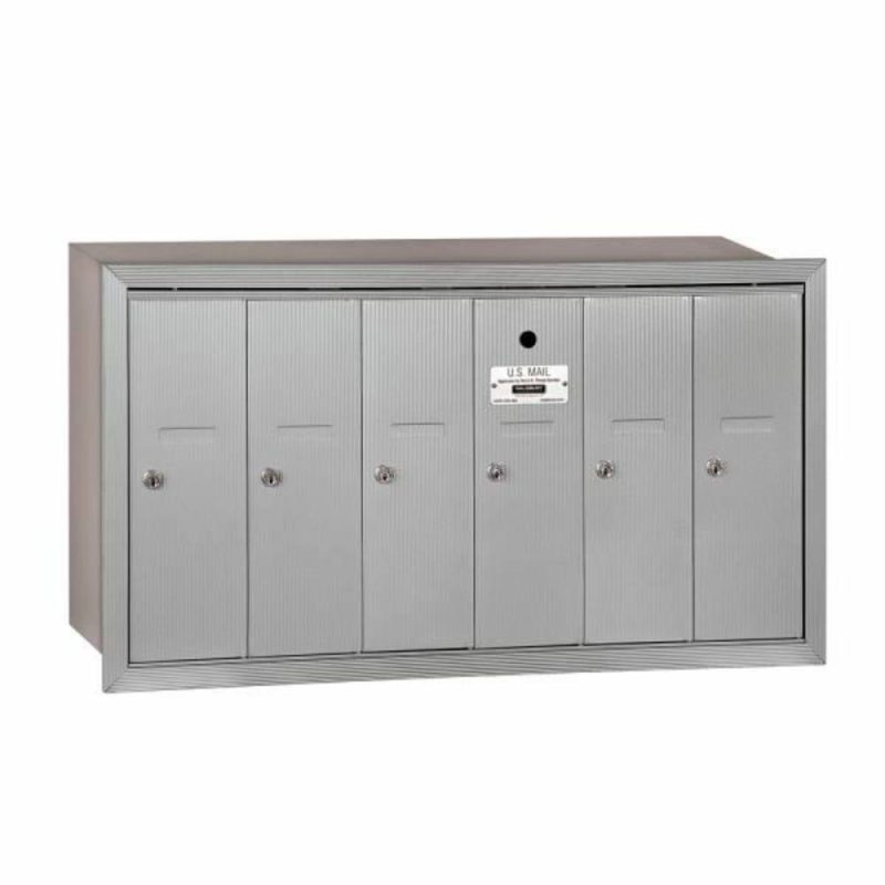 Aluminum-Vertical Mailbox- Recessed Mounted -6 Doors