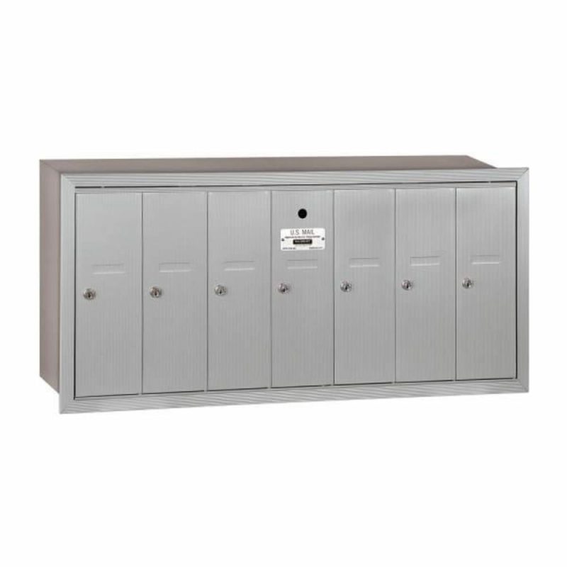 Aluminum-Vertical Mailbox- Recessed Mounted -7 Doors