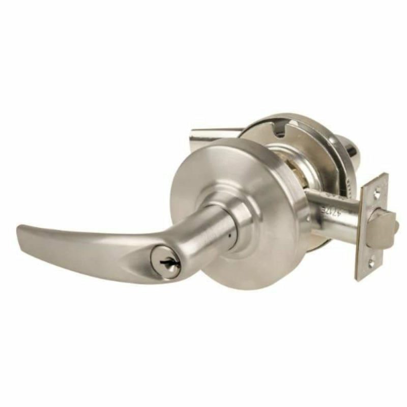 Alx Storeroom Lockset, Athens, S123 Keyway, Satin Nickel, Non-Handed