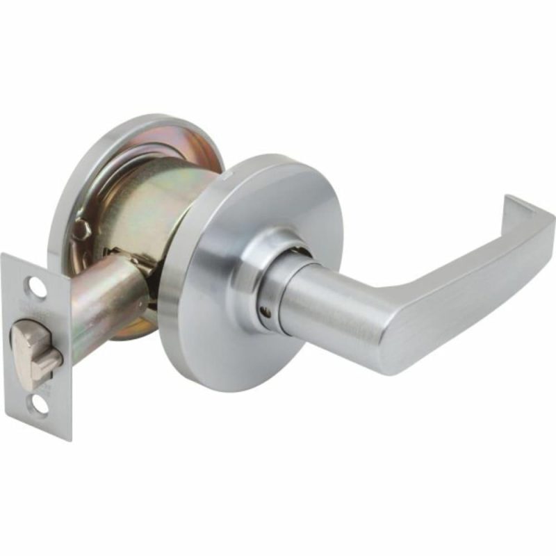 Angled Lever Cylindrical Communicating Door Lever, Satin Chrome