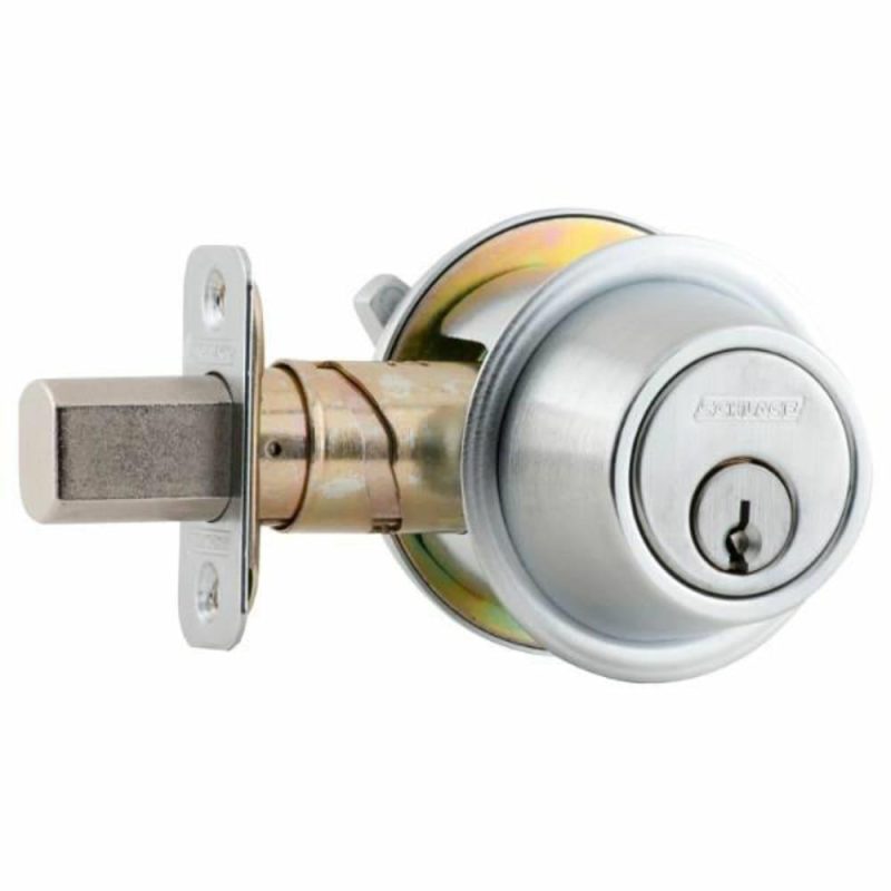 B500 Series Grade 2 Single Cylinder Deadbolt, E Keyway, Satin Chrome