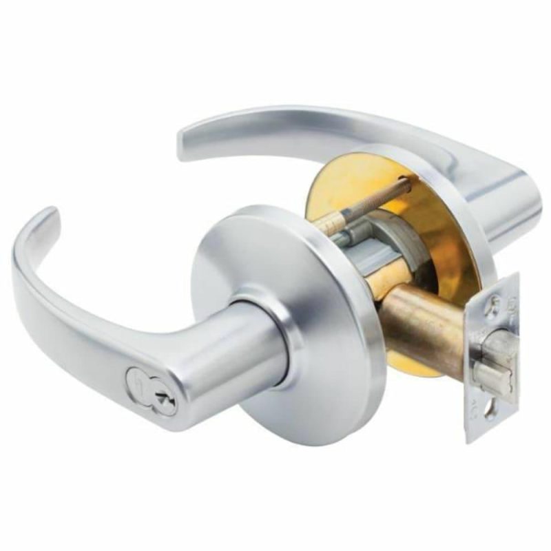 Best 9k Series Cylindrical Lockset, 14 Lever, Satin Chrome, 2-3/4 Backset