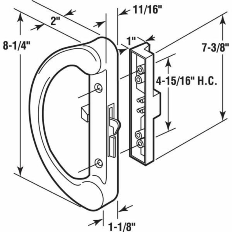 Blk Dcst, Hook Latch Sliding Dr Handle