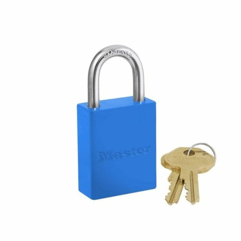 Blue Aluminum 5 Pin Tumbler Padlock Boron Alloy Shackle