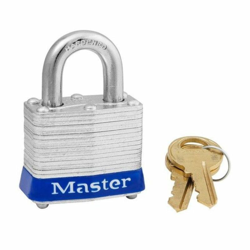 Blue Laminated Steel 4 Pin Tumbler Padlock Hardened Steel Shackle