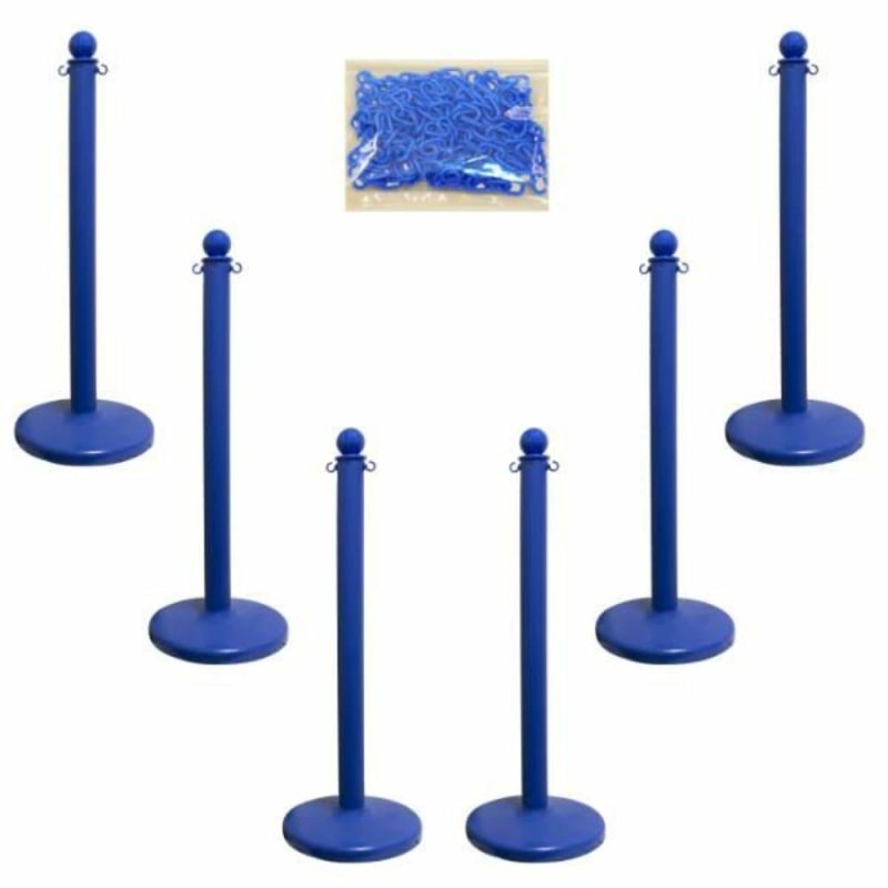 Blue Medium Duty Stanchion And Chain Kit