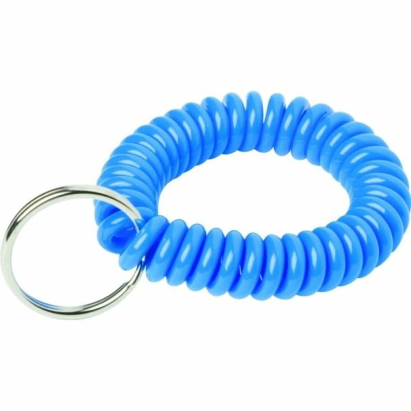 Blue Wrist Coil Key Ring , Package Of 5