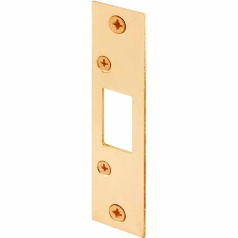 Brass Plated Deadbolt Stamped Steel Strike, 1-1/8″ X 4-7/8″