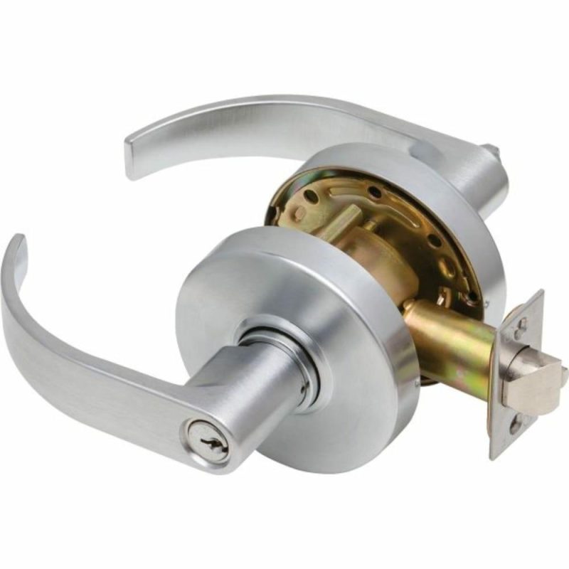 C2000 Cylindrical Classroom Lock Curved Lever 6-Pin Keyway Satin Chrome