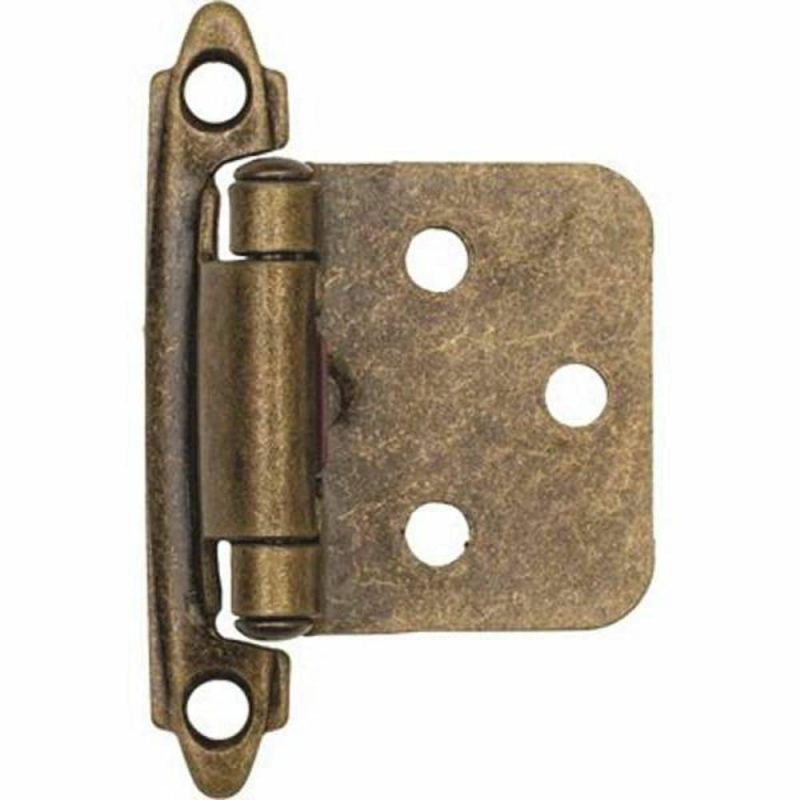 Cabinet Hinge, 1-1/2 In., Antique Brass, Package Of 20