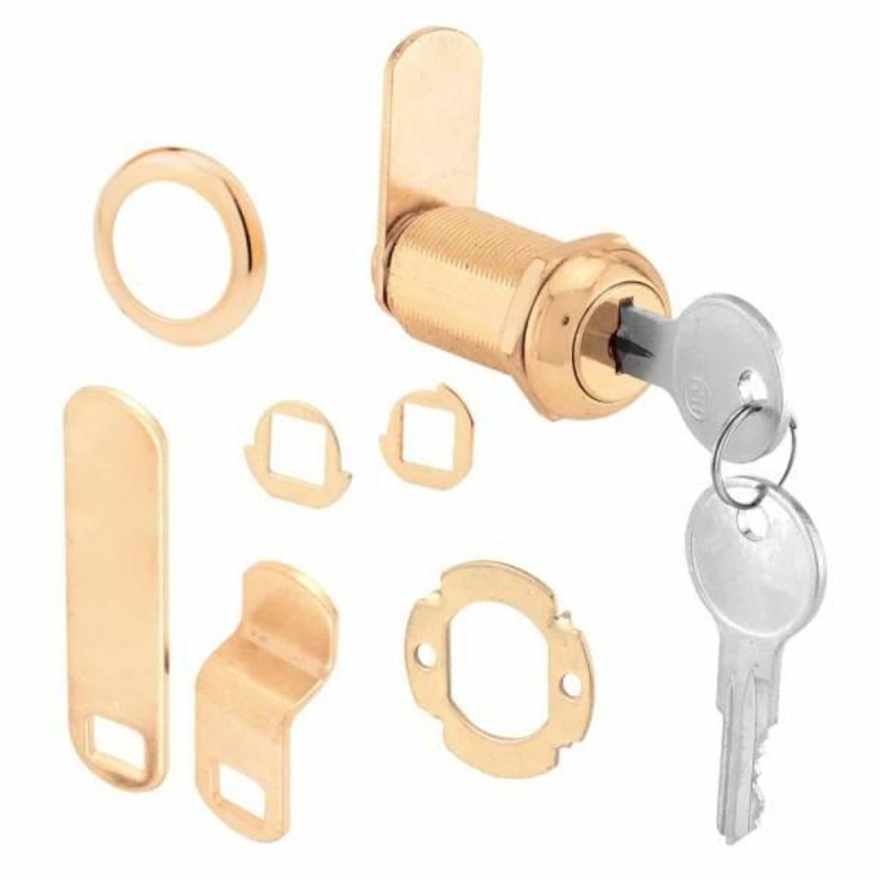 Cam Lock, 1-3/8 In. Diecast, Brass Plated