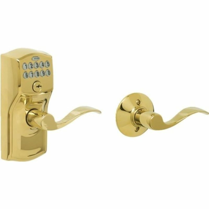 Camelot Keypad Deadbolt With Auto Lock, Brass