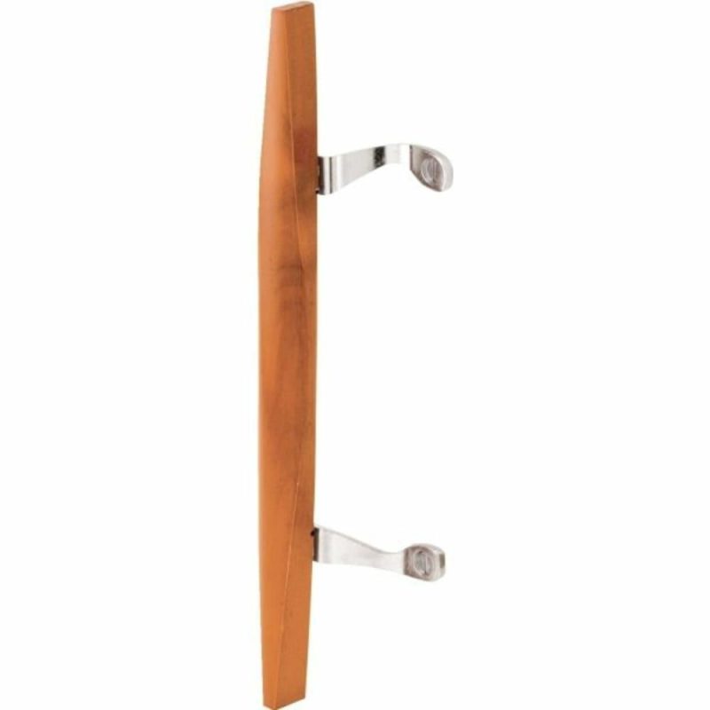 Chrome Diecast Sliding Glass Door Pull, Wood Handle