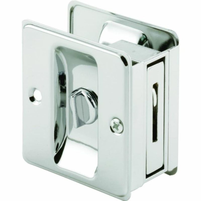 Chrome Plated Pocket Door Privacy Lock With Pull