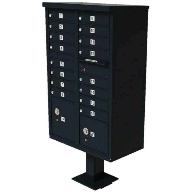 Cluster Box Unit-16 Mailboxes 2 Parcel Locker, Black