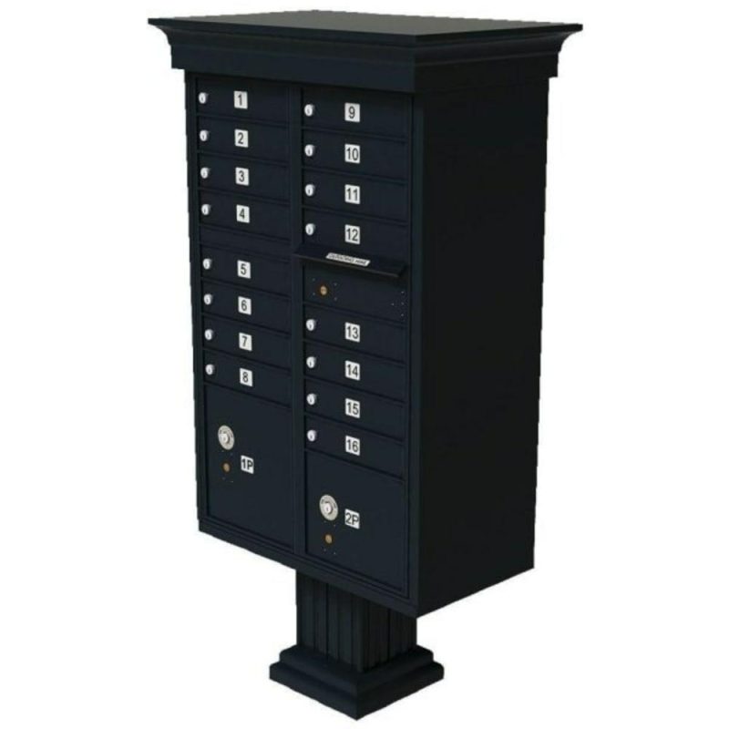 Cluster Box Unit-16 Mailboxes With Classic Accessories, Black