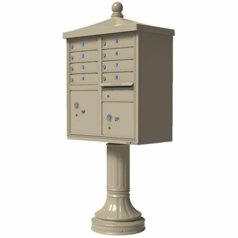 Cluster Box Unit-8 Mailboxes With Traditional Accessory, Sandstone