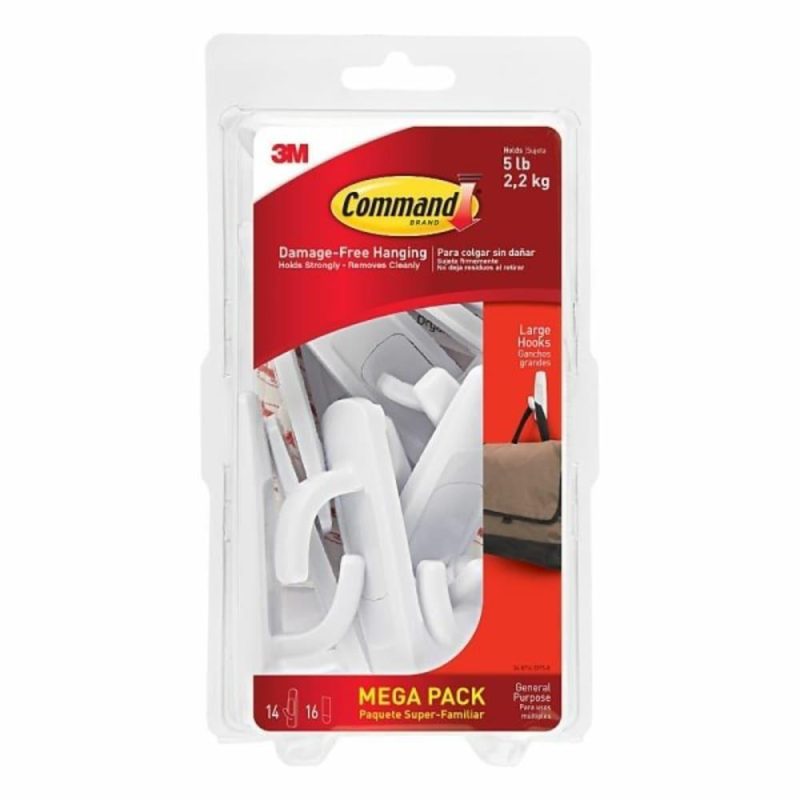 Command™ White Large Mega Pack Utility Hooks, Pack Of 14