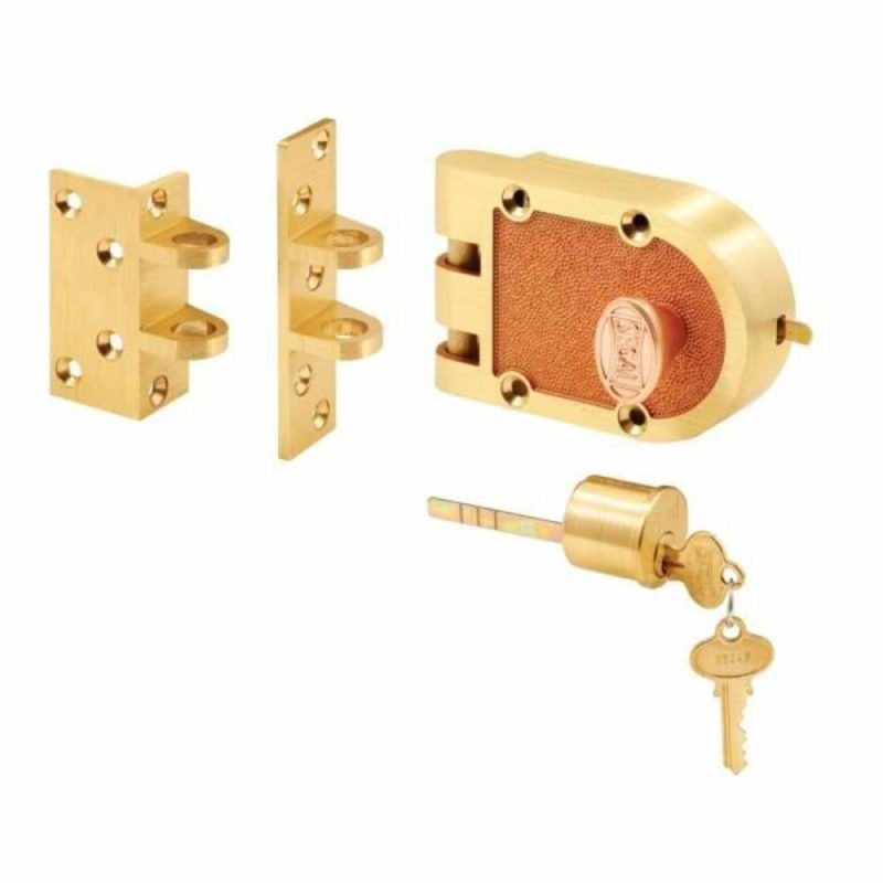 Deadbolt, Solid Bronze Alloy, Brushed Brass, Angle And Flat Strike