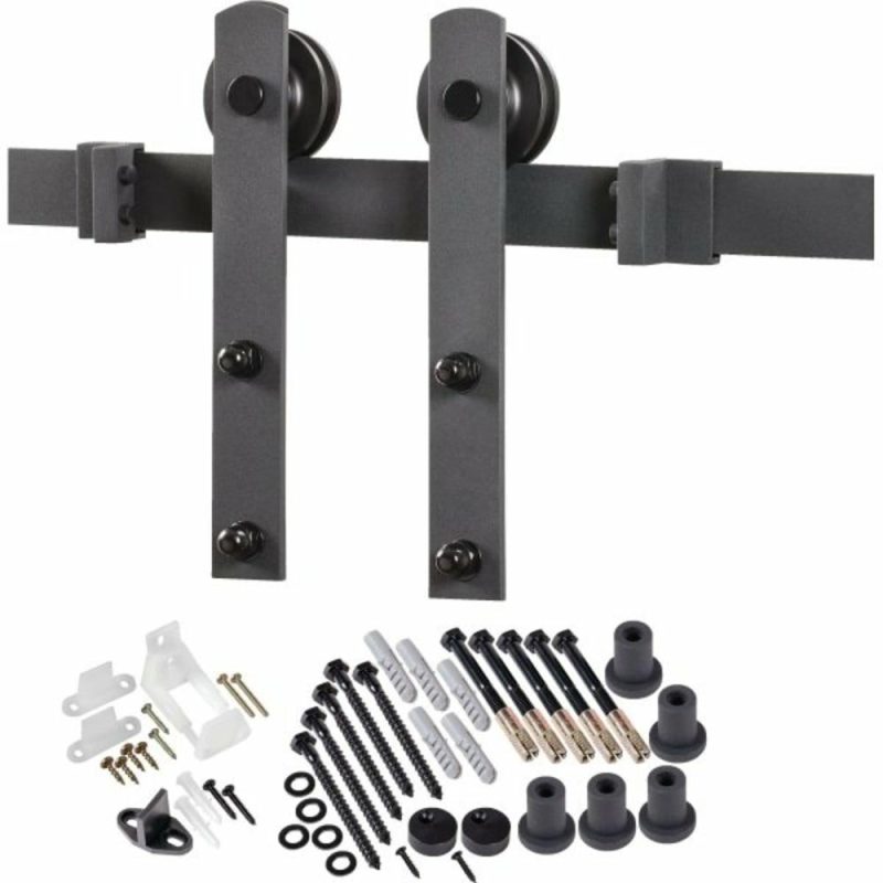 Decorative Sliding Barn Door Hardware – Matt Black Straight Strap